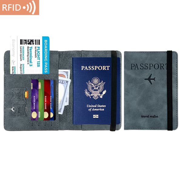 RFID-passinpidike kortinpidike PU-nahkaa, merensininen