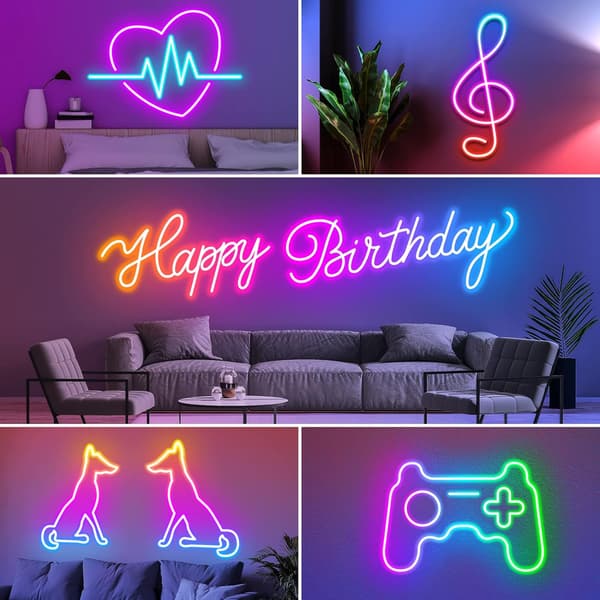 LED-strips Fleksible Neon Rope Lights, med fjernkontroll APP-kontroll (2 meter)