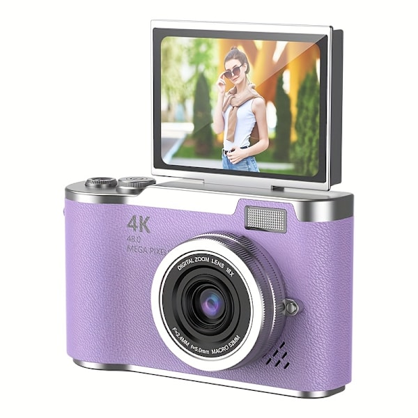Digitalkamera 4K HD-kamera med 2,4 tommer skærm lilla