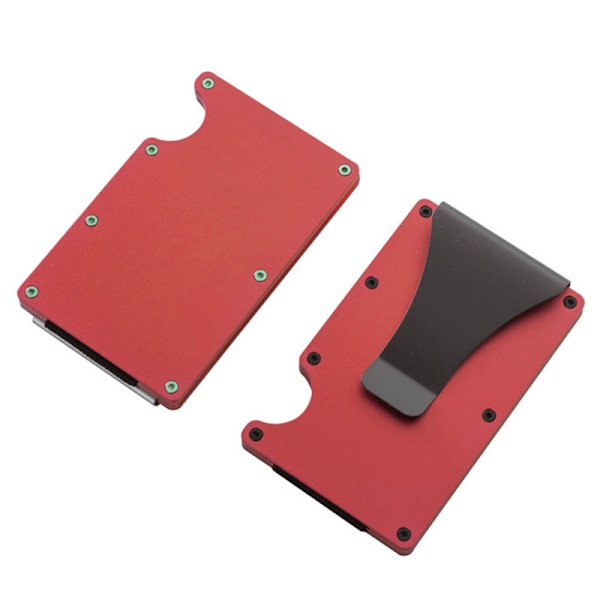 Kreditkortshållare i aluminiumlegering med RFID-skydd, anti-magnetisk, röd