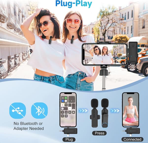 Bluetooth Trådlös Lavalier Mikrofon För Iphone Ipad Android För Youtube Videoinspelning Podcast Tiktok Videoblogg