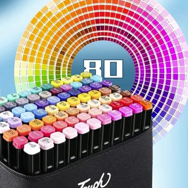 Färgade Markers 80 Enheter Dubbelspets
