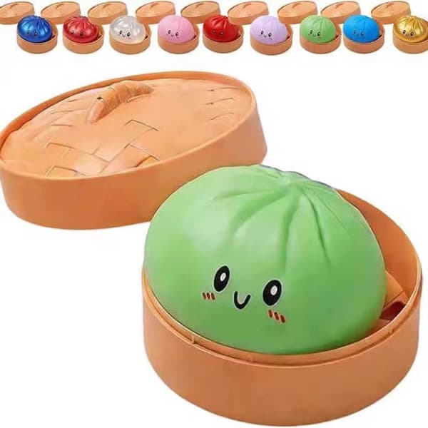 Dumpling Squishy Stressboll, stressavlastande sensorisk klämboll (grön)