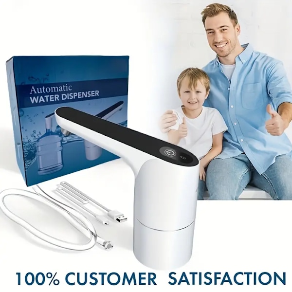 1-osainen 5 gallonan vesiannostelija, älykäs vedenimulaite, USB ladattava (musta)
