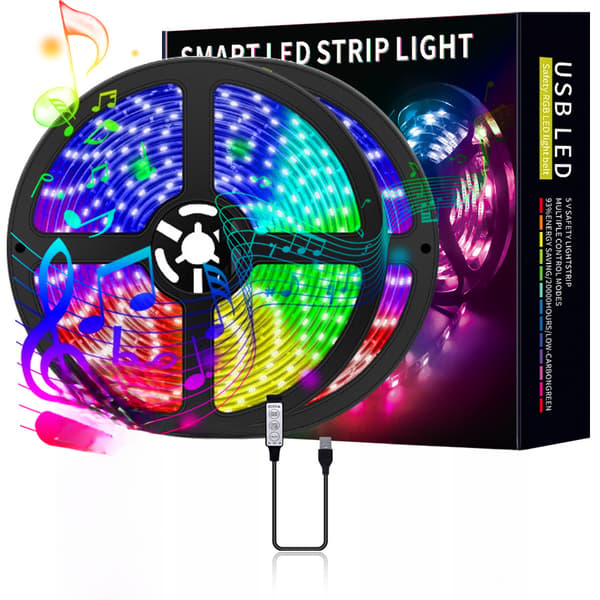 LED-strips Vandtæt RGB LED-lys med 3-knaps kontrol, 5 meter