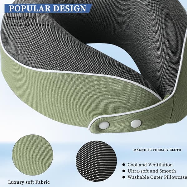 Nackkudde Memory Foam Portabel U-formad Rese Nackkudde Cervical Stödkudde Grön