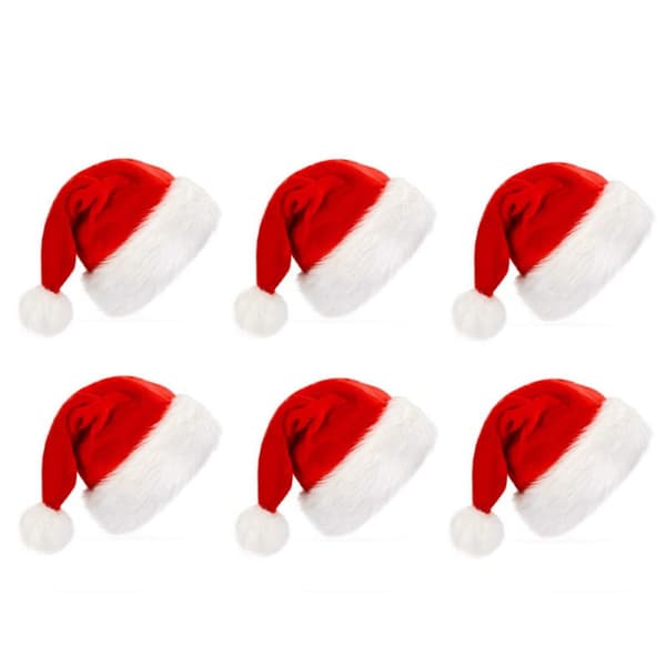 Julehat, Unisex egnet voksen plys julehat (6 stk)