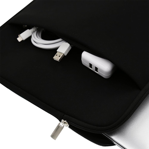 15,6 tommer laptop sleeve taske blød polstret lynlåsdæksel med frontlomme og tilbehørspose sort