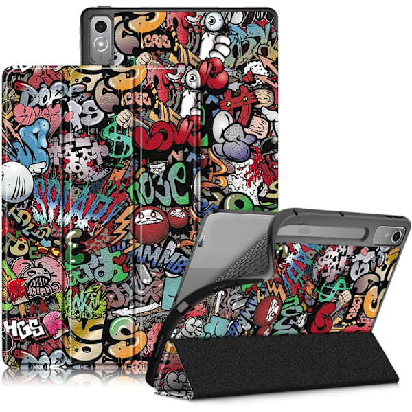 TPU Smart Skyddsfodral för Lenovo Tab P12 12,7 tum 2023 med Auto Wake/Sleep Funktion Graffiti