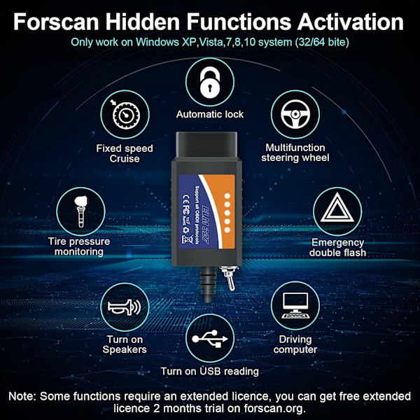 ELM327 USB V1.5 OBD2 Auton Diagnostiikkaskanneri OBDII Liitäntä Tietokonepohjainen Auton Diagnostiikkatyökalu