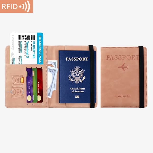 RFID-passinpidike kortinpidike PU-nahka vaaleanpunainen