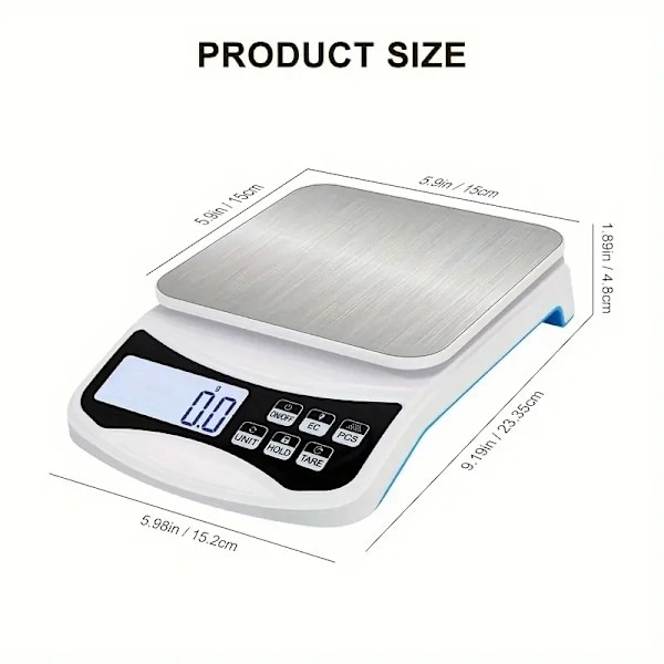 Højpræcisions digital køkkenvægt med LCD-display elektronisk madlavningsvægt 5 kg/0,1 g
