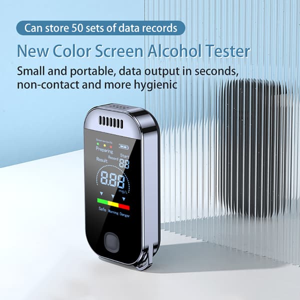 Alkoholtester med højpræcisions LCD-display, USB genopladelig