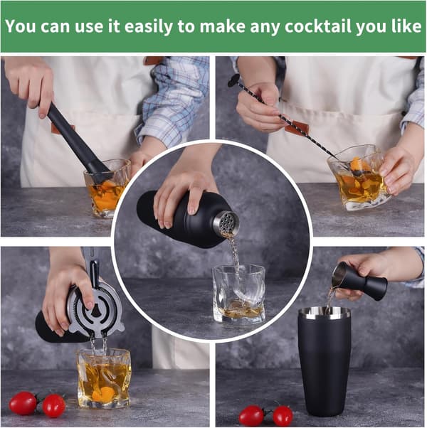Cocktail Shaker 8 Delar Cocktail Shaker Set i Rostfritt Stål