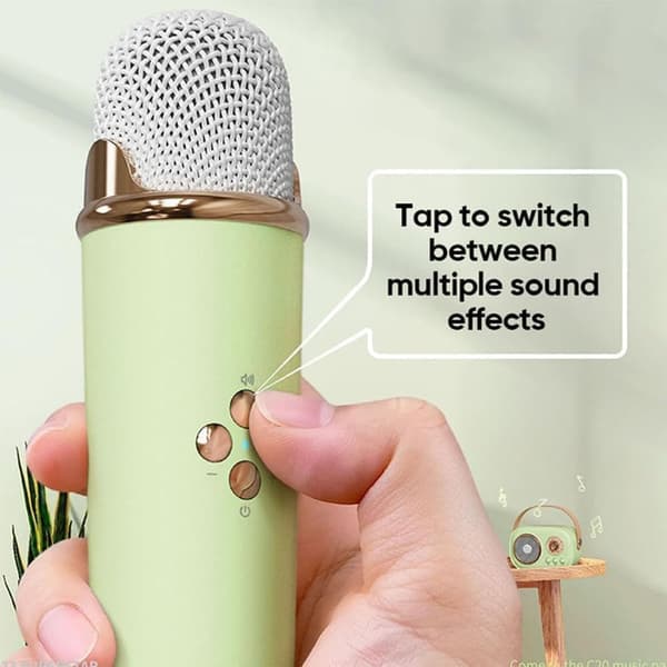 Mini Karaoke-laite lapsille Bluetooth-kaiutin 2 mikrofonilla (valkoinen)