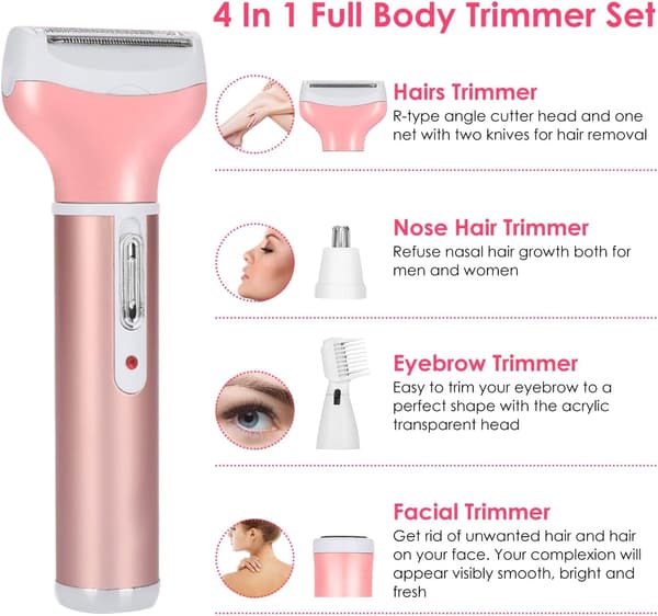 Epilator, 4-i-1 elektrisk barbermaskin, bikinitrimmer