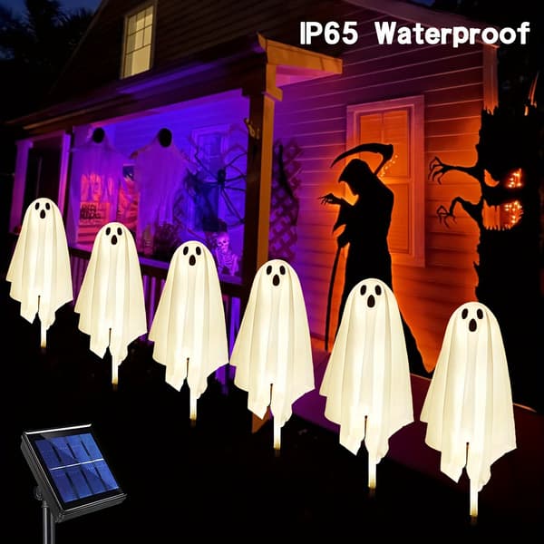 LED lyskæder, udendørs solcelle spøgelse jordlys Halloween dekoration