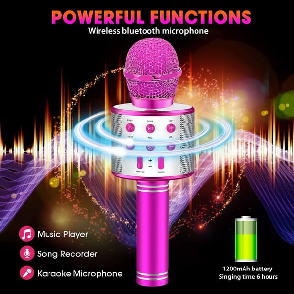 Trådløs Bluetooth mikrofon, Karaoke mikrofon (Rosarød)