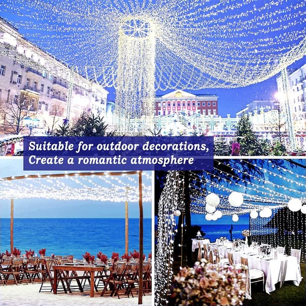 Solcelle-lyskæde vandtæt, 32 m 300 LED, 8 tilstande, julelys Warm color