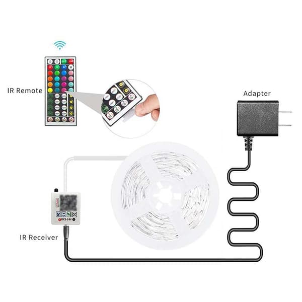 LED Lysstrip 40M Med App-styring Og 44-Tasters Controller Egnet Til Festdekoration