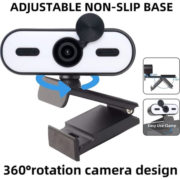 webcam 2K HD indbygget støjreducerende mikrofon med fill light