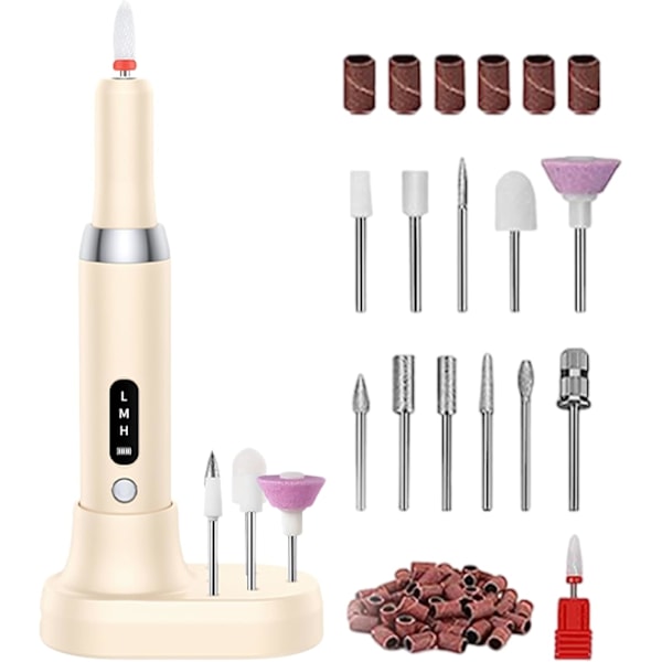Elektriska nagelfilar 15000RPM Uppladdningsbar Nagelborrmaskin, Khaki