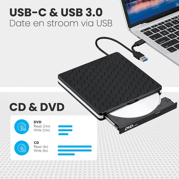 Ekstern DVD/CD-brænder Type-C optisk diskbrænder