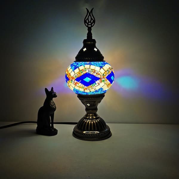 Retro Mosaik bordlampe, til stue soveværelse indretning (isblå)