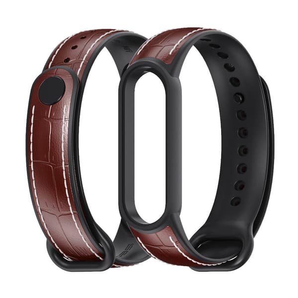 Passer til Xiaomi Mi Band 5/6 Læder Udskiftningsarmbånd Brun