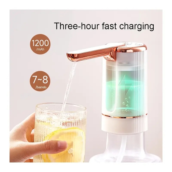 Bærbar 5 gallon vandflaske pumpe dispenser - Foldbar automatisk drikkevandspumpe (sort)