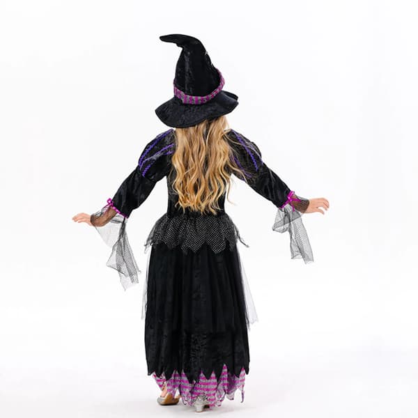 Hekse Halloween kostume med hat (Lilla-L)