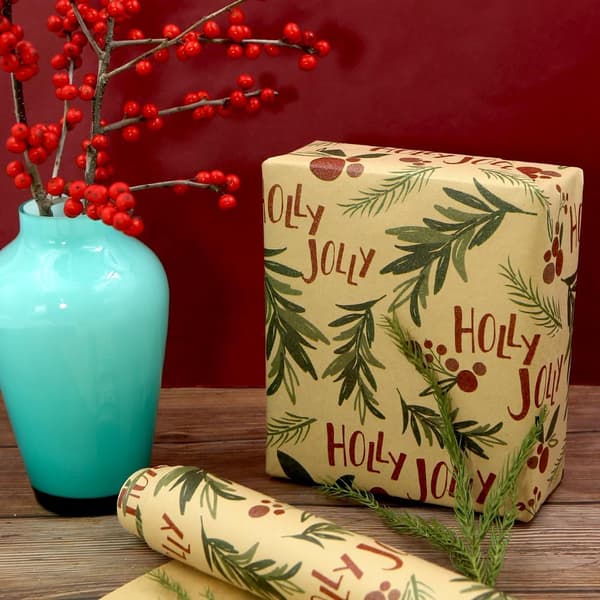 Julklappspapper Rött fruktmönsterpapper (43CMX 300CM)