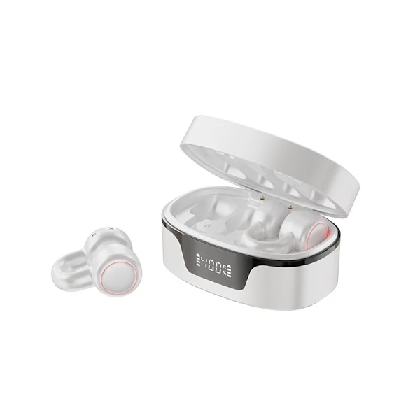 True Wireless Bluetooth Hörlurar k24 Öronklämma Bluetooth 5.3 med Batteridisplay vit