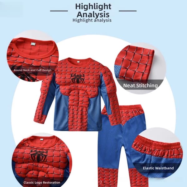 Barnens Spider-Man-dräkt, Halloweenfestklänning (L 110-120cm)