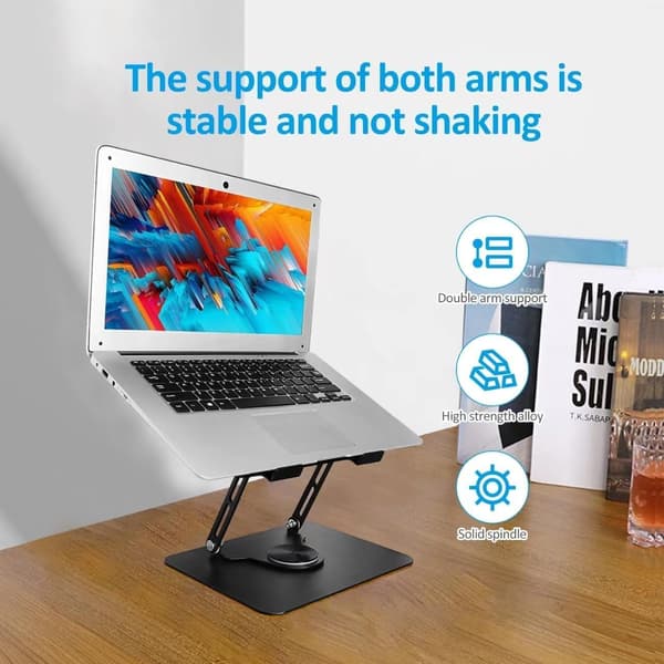Laptopställ Justerbar Höjd Hopfällbart med 360° Roterande Bas (Silver)