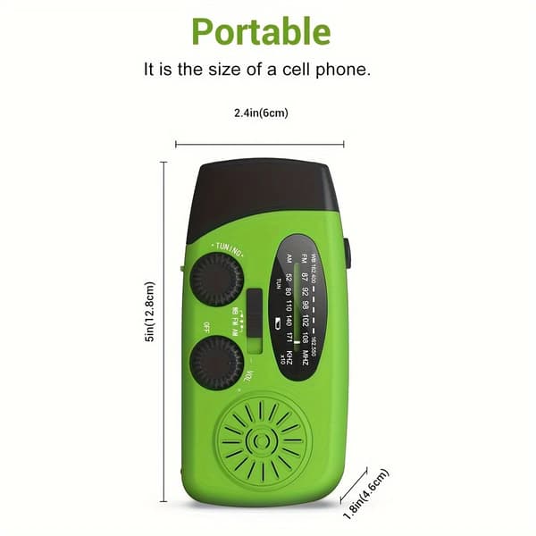 Solcellsdriven handvevsradio med 2000mAh litiumbatteri, AM/FM/NOAA väderband