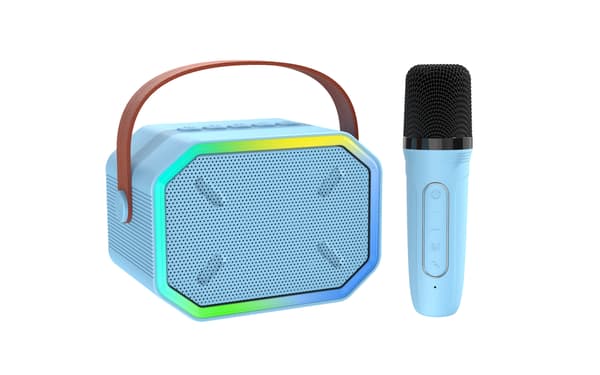 Mini Karaoke-maskin för barn Bluetooth-högtalare med 1 mikrofon (blå)