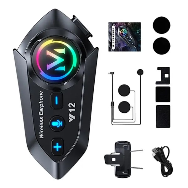 Bluetooth Motorcykelhjälm Intercom Headset V12 Svart