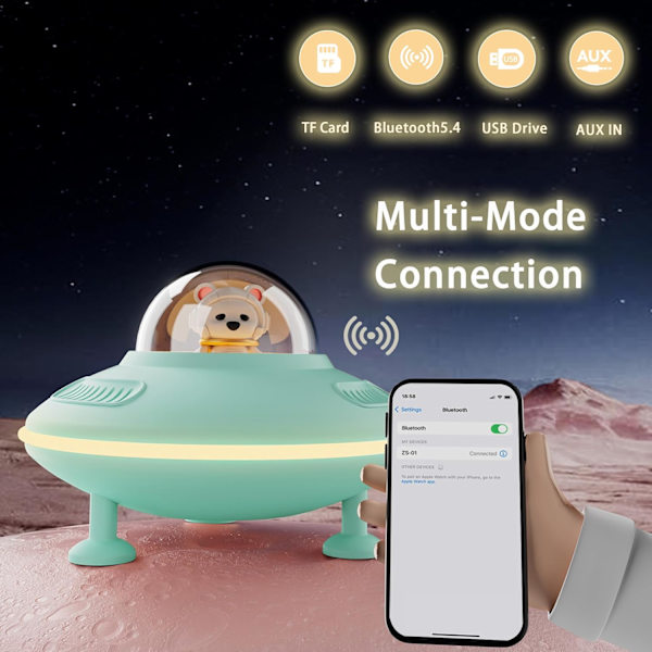 Bluetooth-högtalare med nattlampa Bluetooth 5.4 och Aux- och TF-kortingång Blå