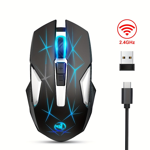 2.4G Trådløs Mus 2400dpi Farvelys USB Plug and Play Mus Egnet til Hjemmespil Kontorcomputer