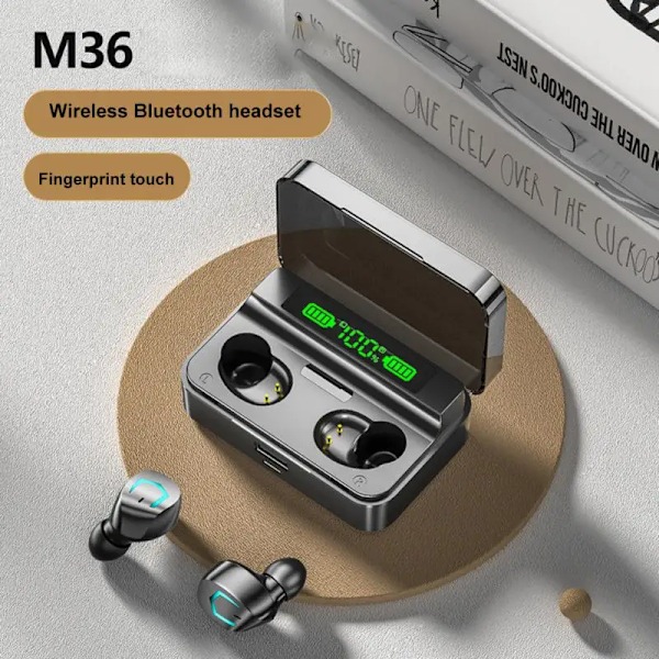 Ægte trådløse Bluetooth hovedtelefoner TWS M36-3 med mikrofon og opladningsboks M36-3