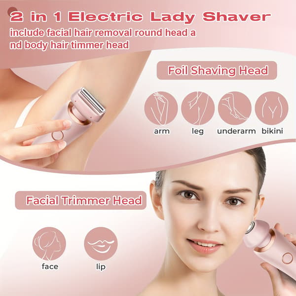 Epilator, 2-i-1 hårtrimmer til kvinder, USB genopladelig, bikinitrimmer (Lyseblå)