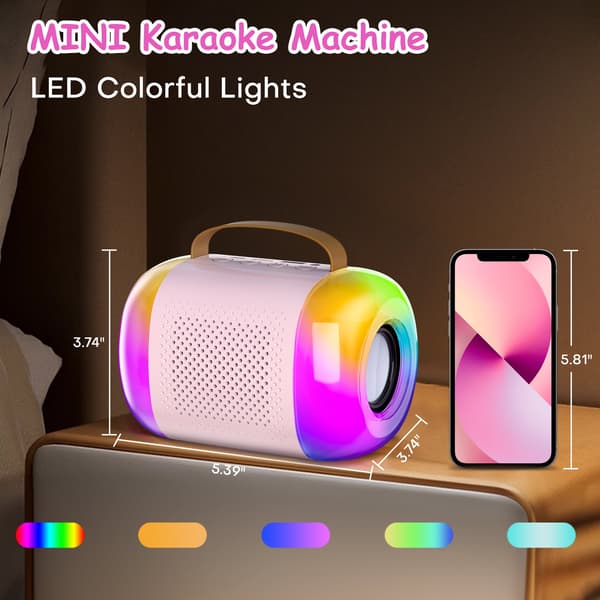 Mini Karaoke Maskin för Barn, Portabel Bluetooth-högtalare med 1 mikrofon (Vit)