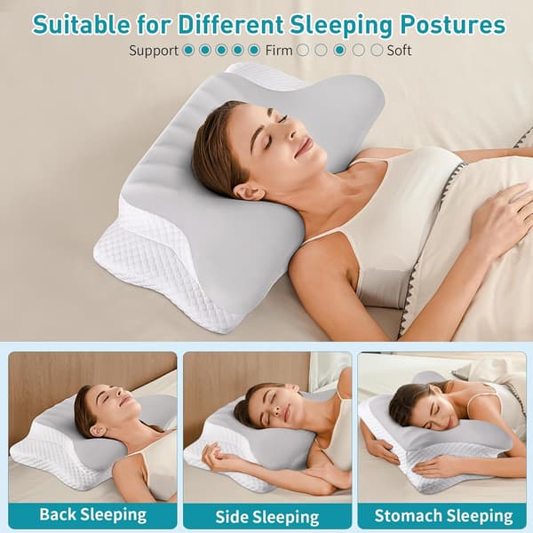 Viskoelastisk nackkudde, Ergonomisk fjärilsformad memory foam, lindrar nacksmärta