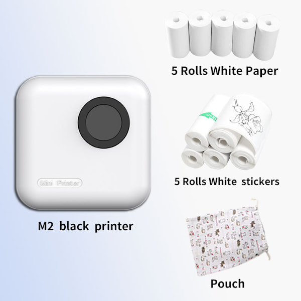Bluetooth termoskrivare med 10 rullar tryckpapper svart