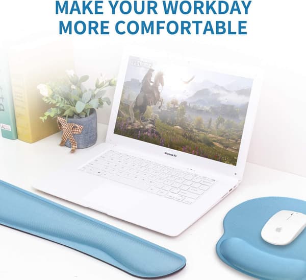Ergonomisk tastatur musematte gel håndleddsstøtte blå