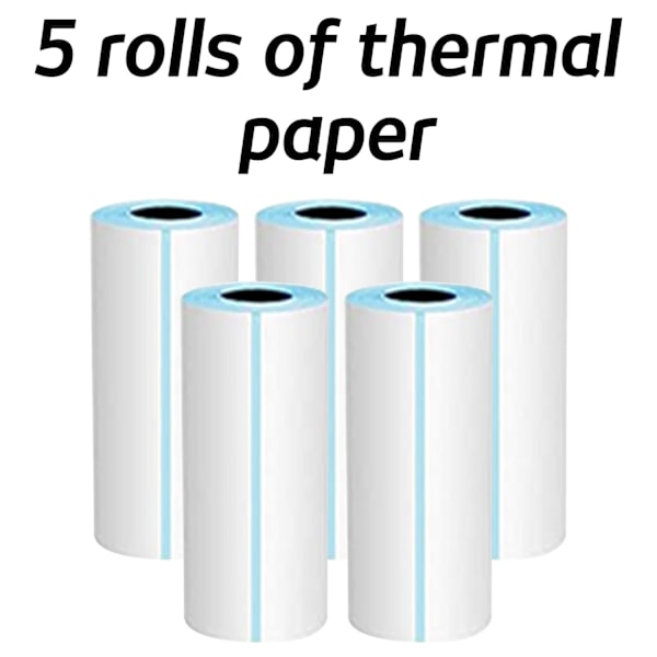 Vaihtopaperia kannettavaan valokuvatulostukseen, 5 rullaa lämpöpaperia + 5 rullaa tarrapaperia