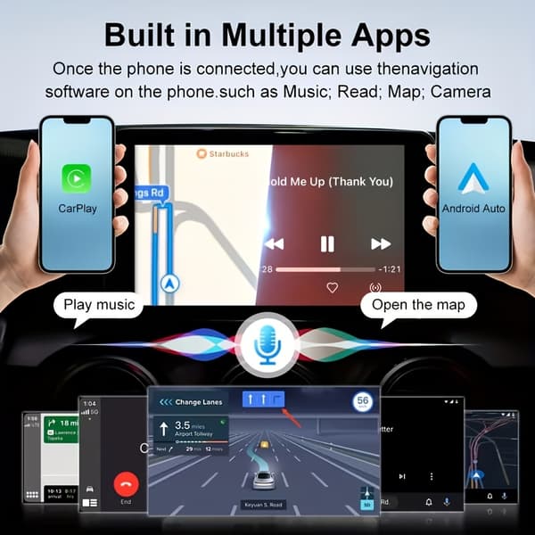 Trådløs CarPlay-adapter 3-i-1 bilskærmsstik (sort)