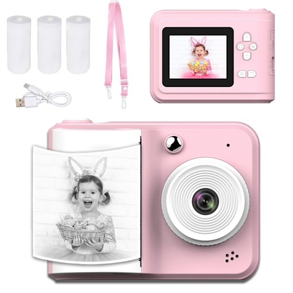 Digitalt Kamera Børn Instant Kamera Med 2.4 Tommer Skærm 1080P Digitalt Kamera Pink