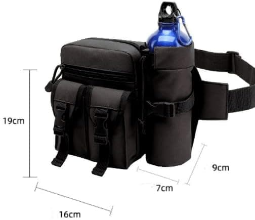 Mavetaske med vandflaskeholder til vandreture (Sort pythonmønster)